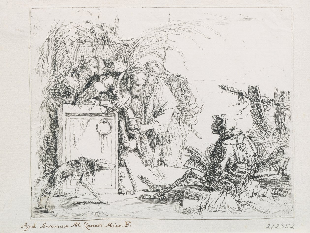Besøget ved dødsfaldet. Fra serien Capriccios, midten af det 18. århundrede. af Giambattista Tiepolo