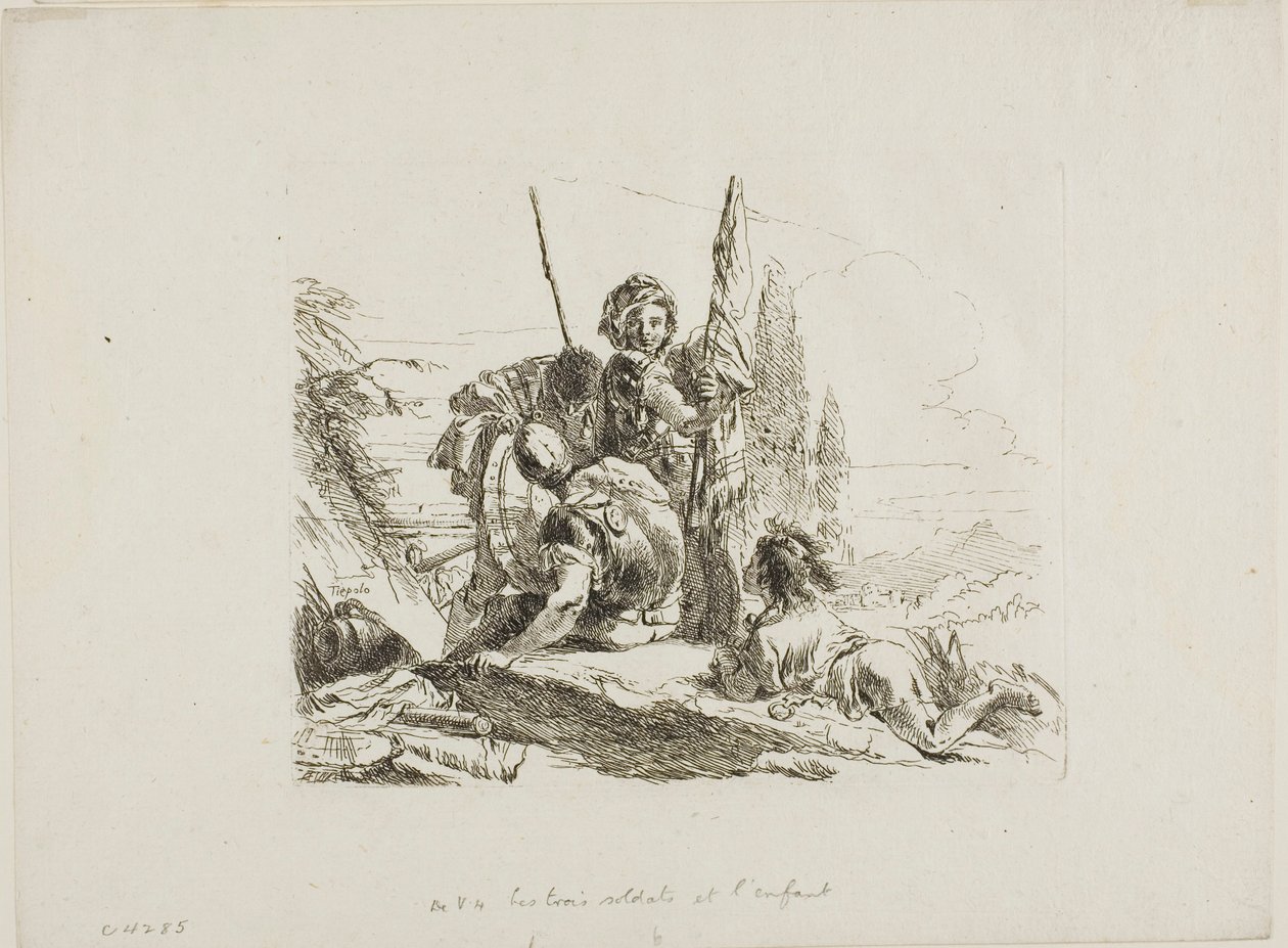 Tre soldater og en dreng fra Capricci af Giambattista Tiepolo
