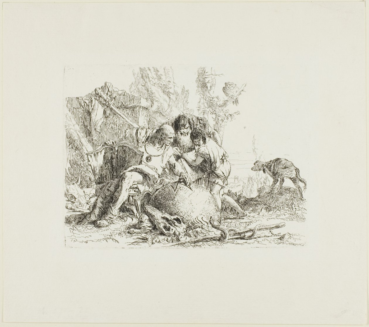 To tryllekunstnere og et barn, fra Scherzi af Giambattista Tiepolo