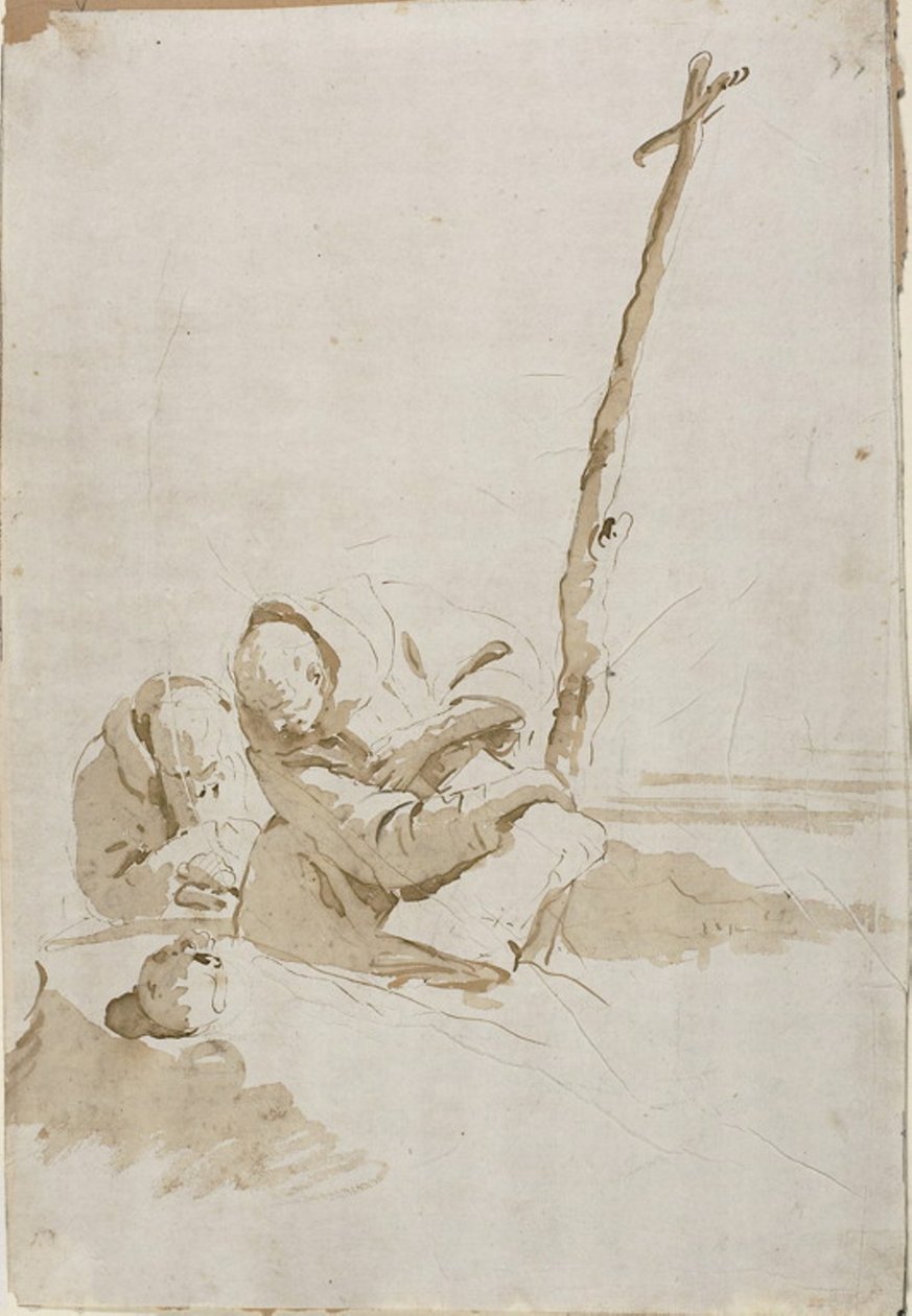To munke overvejer en kranie af Giambattista Tiepolo