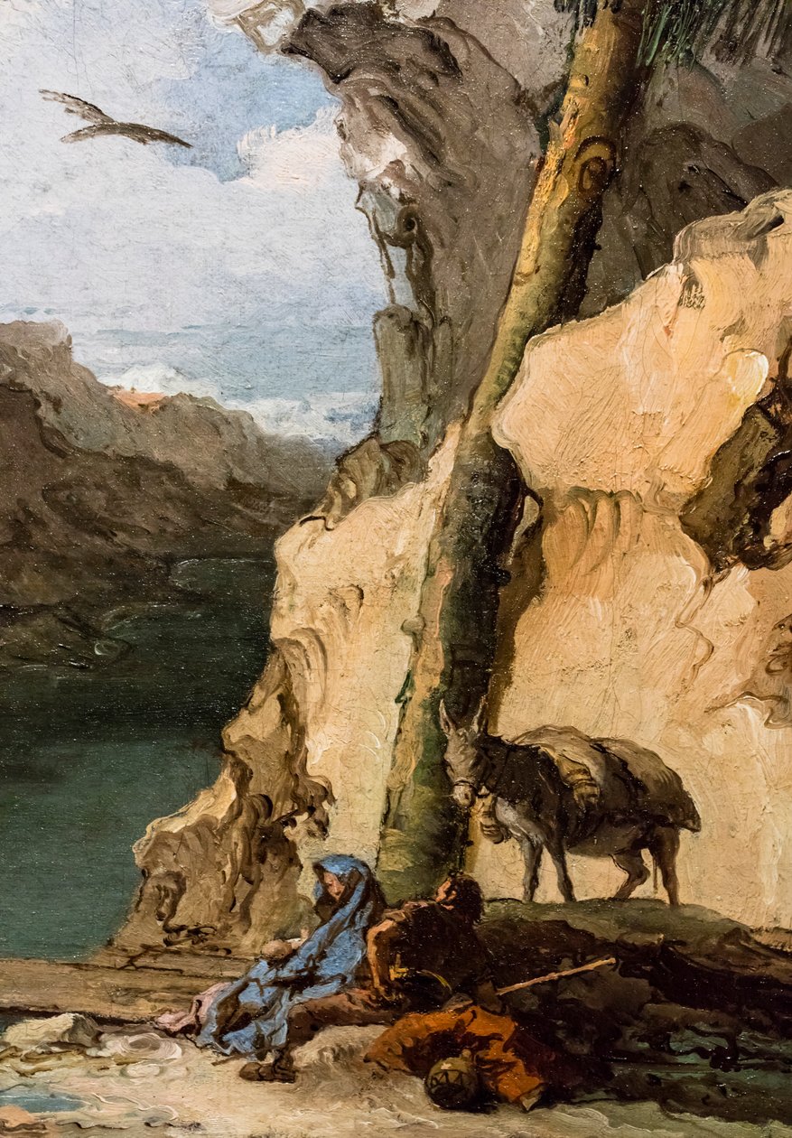 Hviler under flugten til Egypten, ca. 1762/70 (Olie på lærred) af Giambattista & Tiepolo Giandomenico (1727-1804) Tiepolo