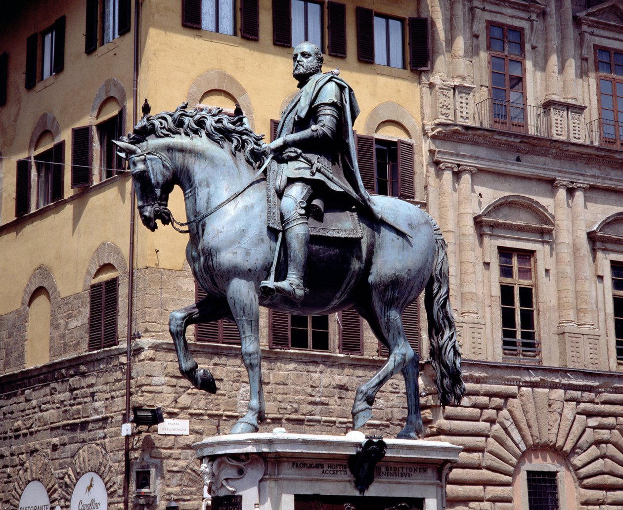Rytterstatue af Cosimo I, storhertug af Toscana (1541-87) 1587-93 (bronze) (se også 97649) af Giambologna