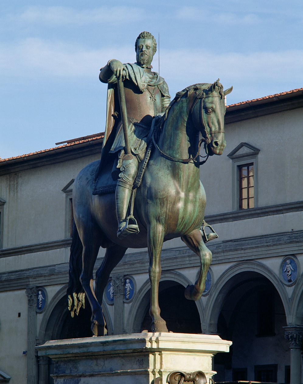 Rytterstatue af storhertug Ferdinand, detalje af hesten og rytteren, 1608 bronzedetalje af 97646 af Giambologna