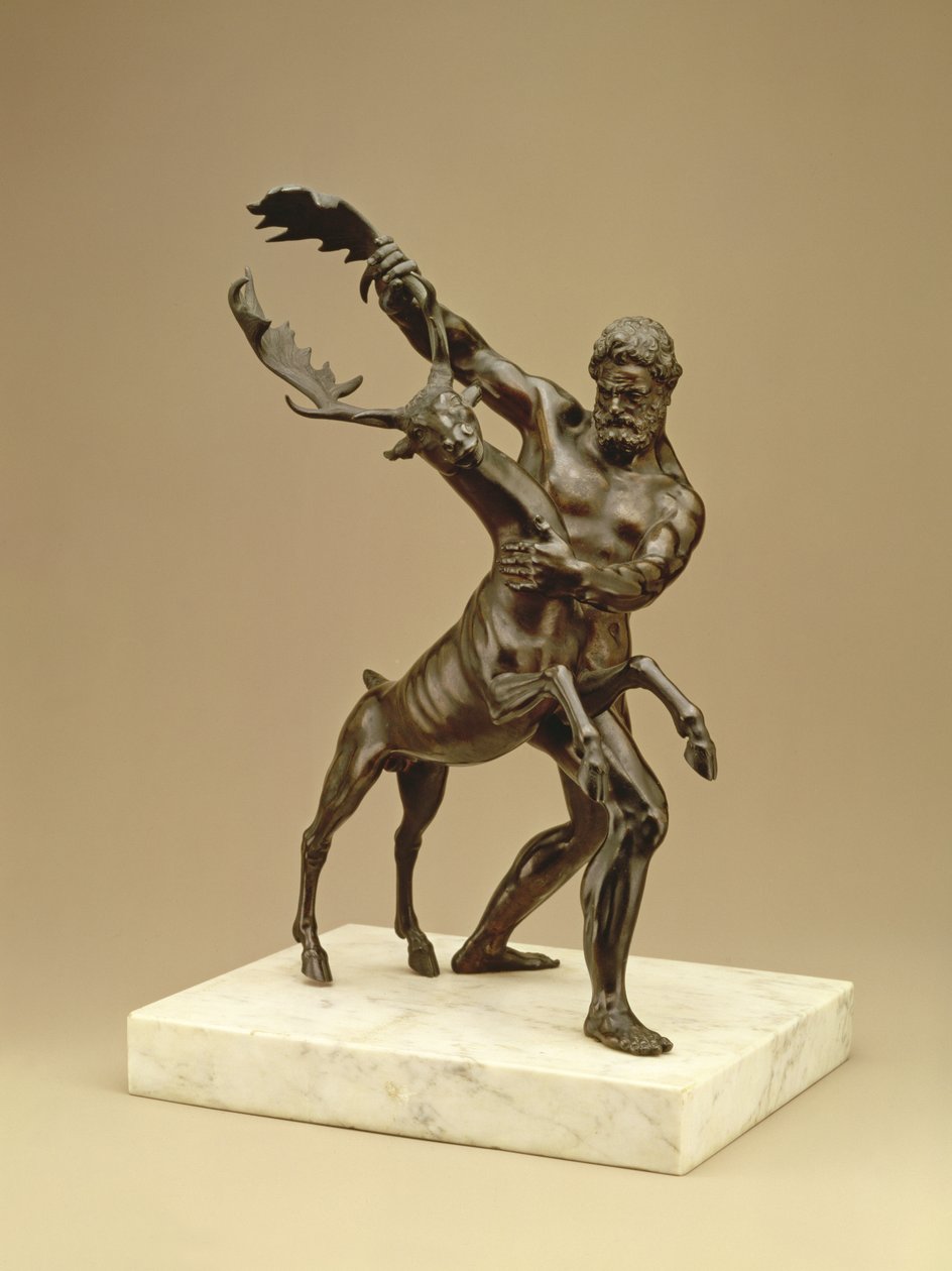 Hercules and the Arcadian Stag (bronze) af Giambologna