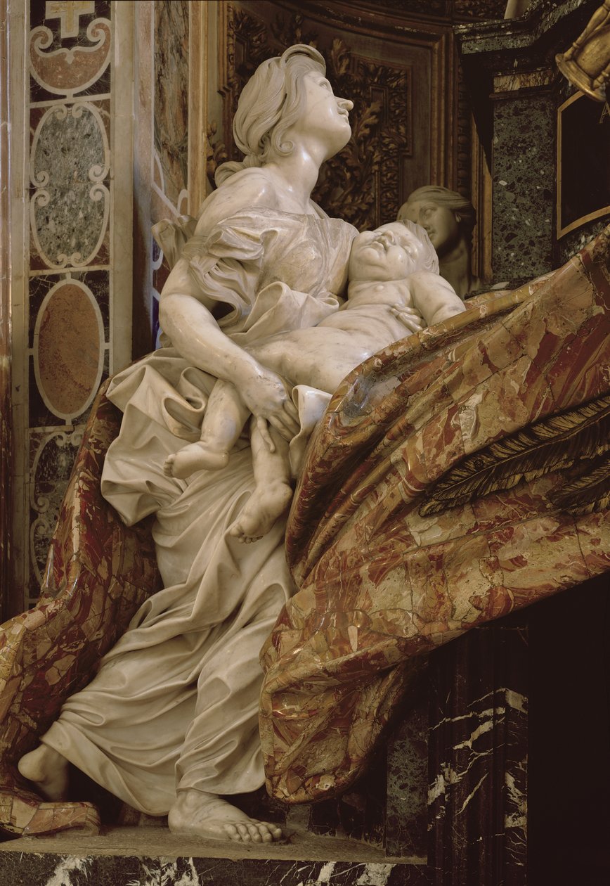 Velgørenhed fra monumentet til Alexander VII i det nordlige tværskib, 1672-78 (marmor og forgyldt bronze) af Gian Lorenzo Bernini