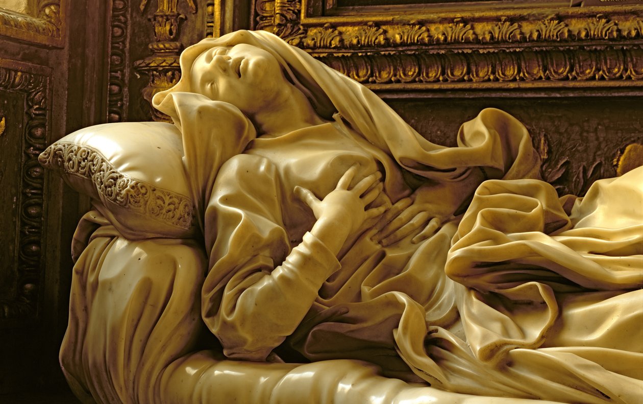 Den salige Ludovica Albertonis død, fra Altieri-kapellet, 1674 marmordetalje af 96878 af Gian Lorenzo Bernini
