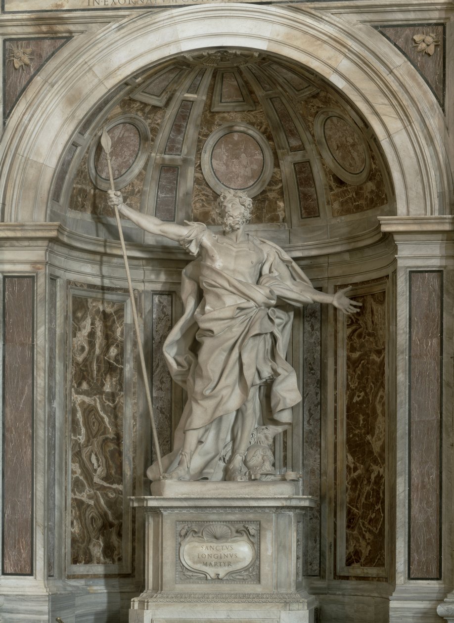 Statue af Sankt Longinus, ved foden af de fire søjler, der bærer kuplen, 1631-38 af Gian Lorenzo Bernini