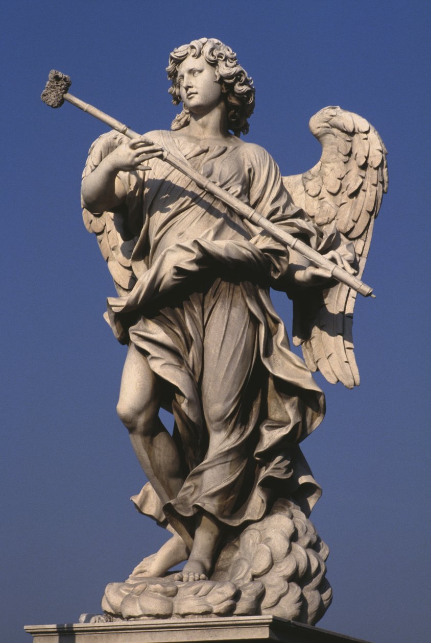 Statue af en engel, der holder et passionsinstrument af Gian Lorenzo Bernini