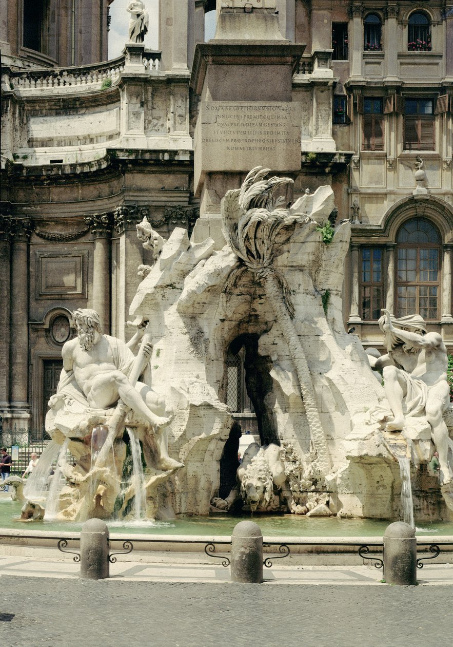 The Four Rivers Fountain, 1648-51 (granit, marmor og travertin) af Gian Lorenzo Bernini