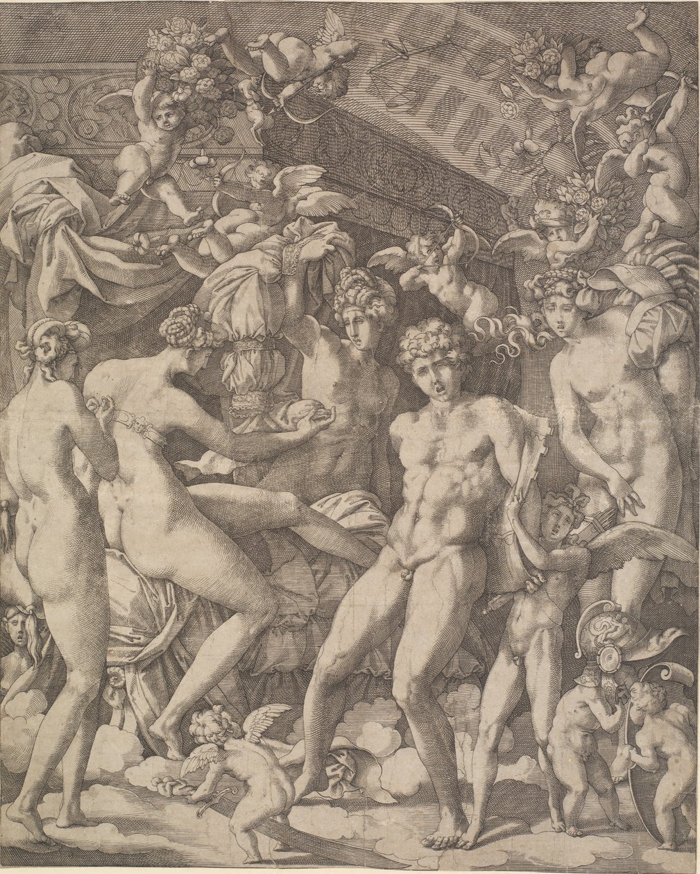 Venus og Mars med amoriner og tre gratier af Gian Jacopo Caraglio