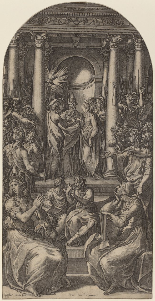 Jomfruens ægteskab af Gian Jacopo Caraglio after Parmigianino