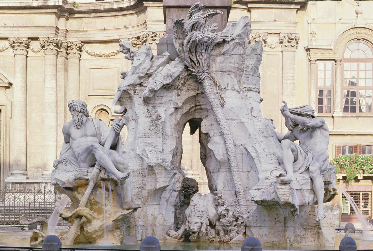 Fontana dei Quattro Fiumi (fontænen af de fire floder), 1651 af Gian Lorenzo Bernini