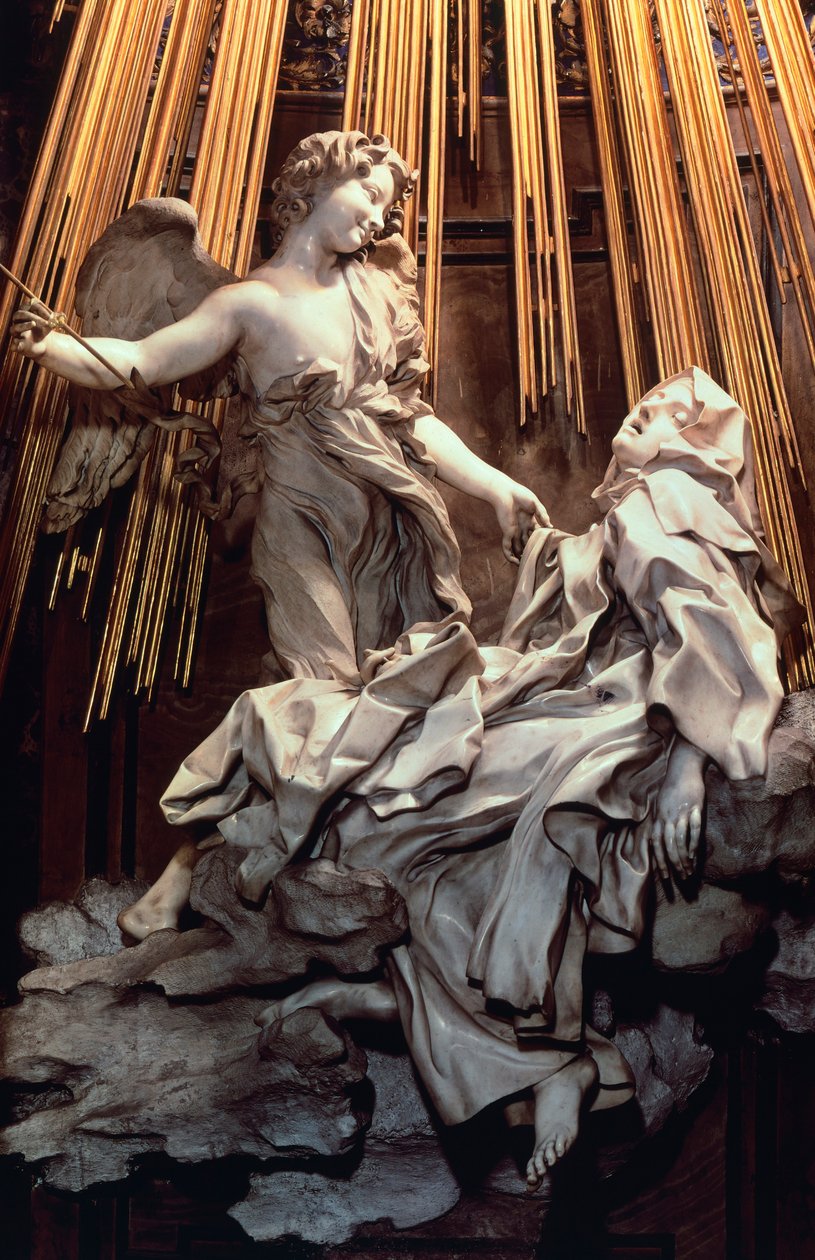 Italien, Rom, Cornaro-kapellet i Santa Maria della Vittoria-kirken, Ecstasy of St Teresa of Avila, af Gian Lorenzo Bernini (1598-1680), skulptur i marmor og forgyldt bronze af Gian Lorenzo Bernini