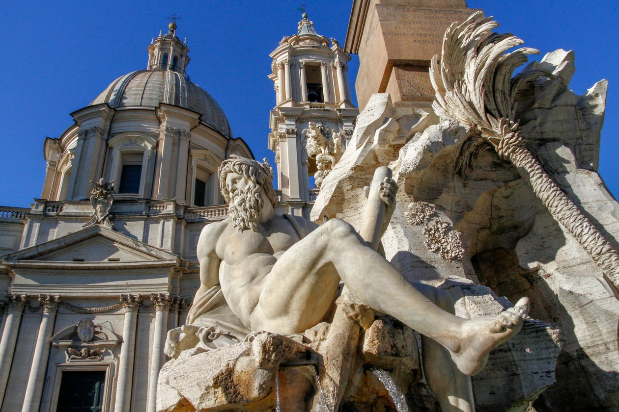 Personificering af Ganges-floden, detalje fra Fountain of Four Rivers af Gian Lorenzo Bernini