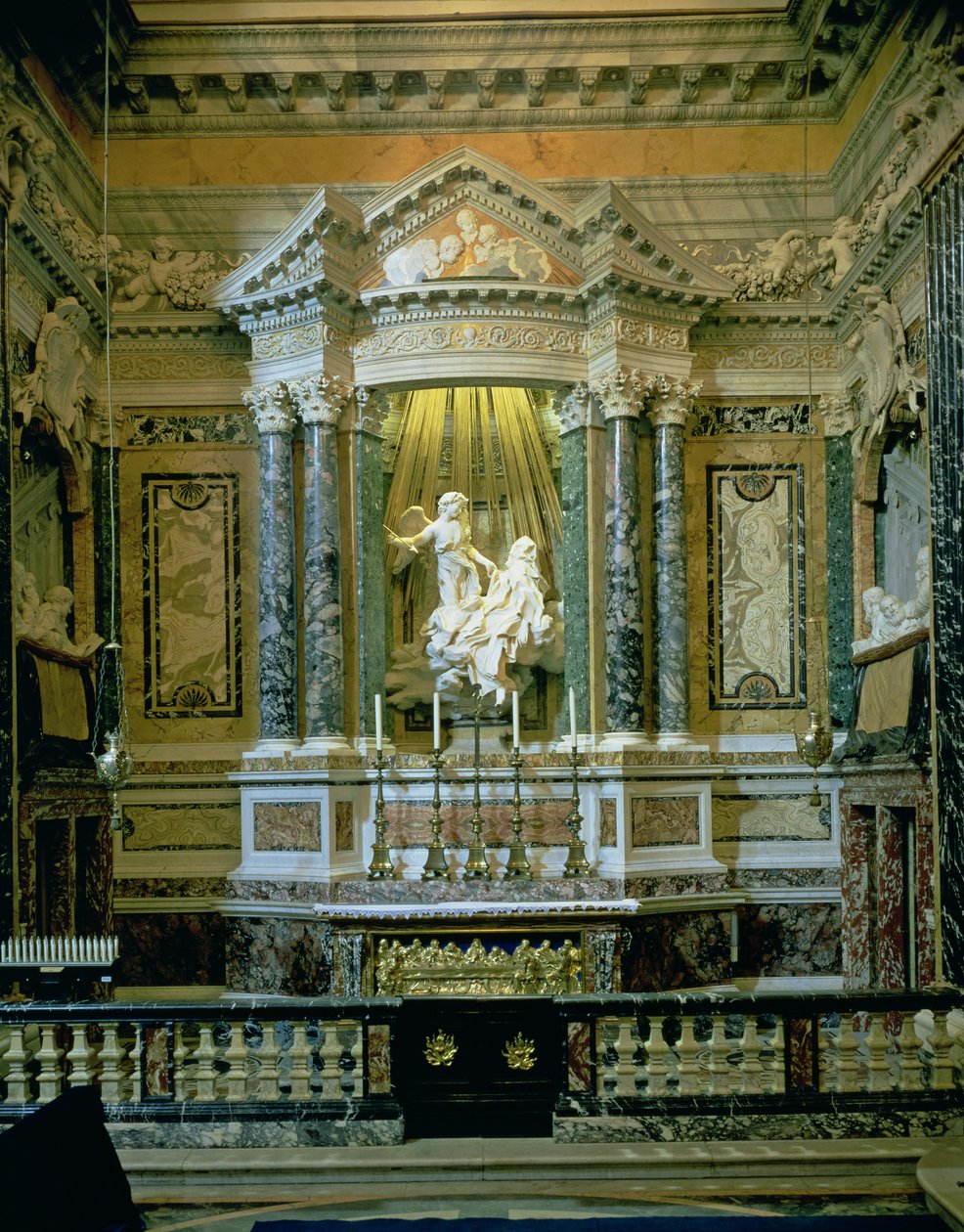 Cornaro-kapellet, detalje af alteret med The Ecstasy of St. Teresa-foto af Gian Lorenzo Bernini