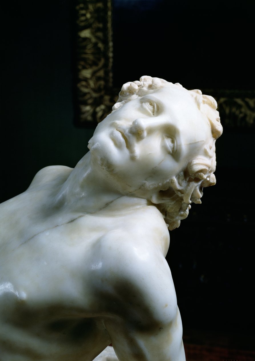 The Martyrdom of St. Lawrence, detalje af helgenens hoved, 1613 marmordetalje af 106230 af Gian Lorenzo Bernini