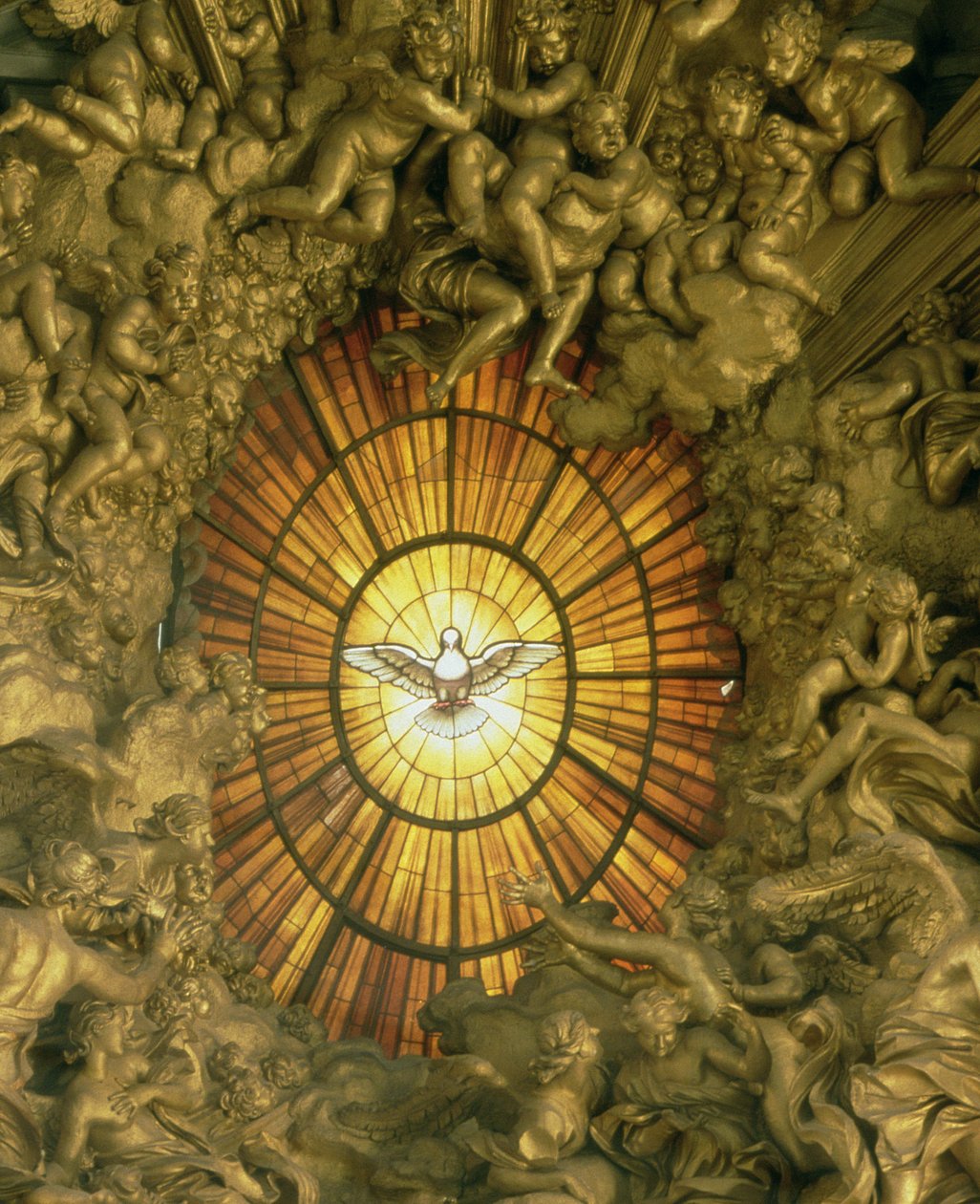 St.Peters stol, detalje af det farvede glasvindue bagved, 1665 detalje af 158488 af Gian Lorenzo Bernini