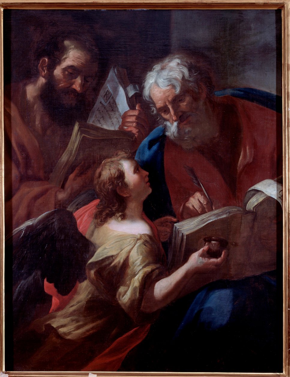 Repræsentation af Saint Matthew og en anden evangelist af Gian Lorenzo and Michelangelo Bertolotto