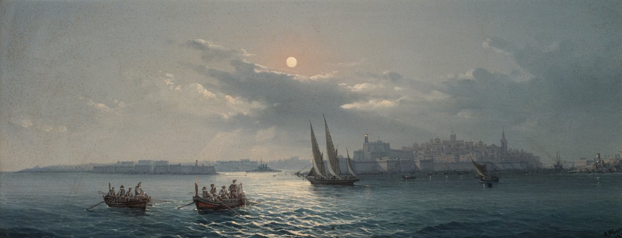 Udsigt over Grand Harbour, Valletta, 1885 af Giancinto Gianni