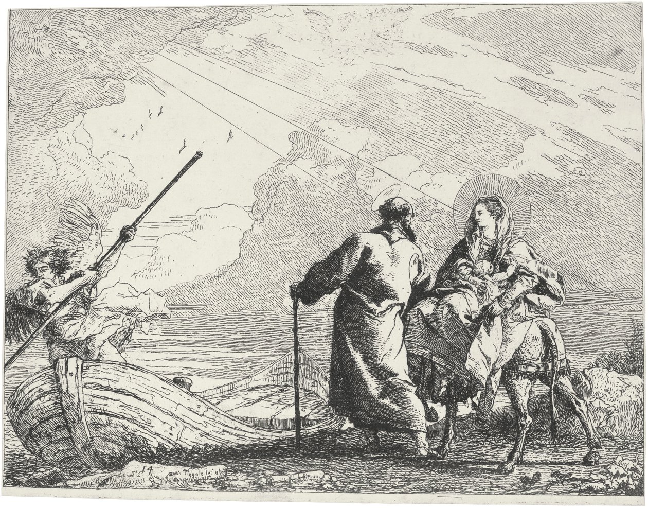 Billedlige ideer om flugten til Egypten af Giovanni Domenico Tiepolo