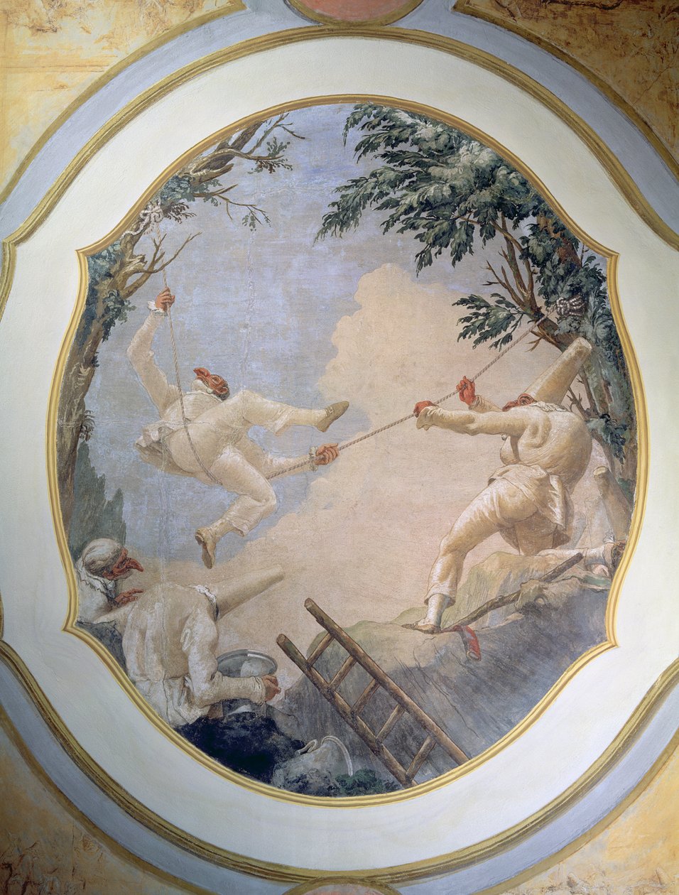Pulcinella på en gynge, 1797 af Giovanni Domenico Tiepolo