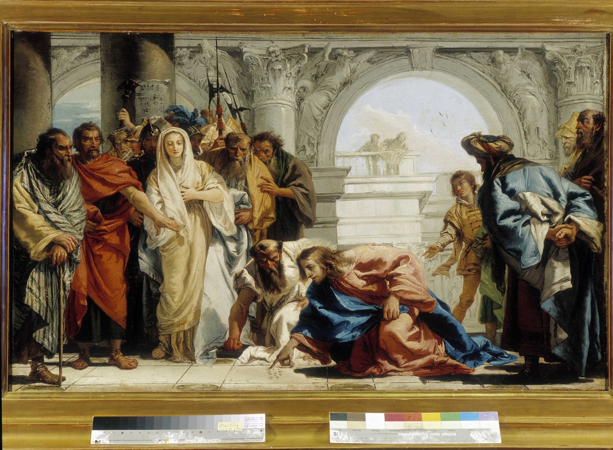 Kristus og utro kvinde (olie på lærred) af Giovanni Domenico Tiepolo