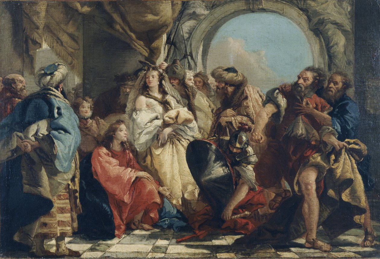 Kristus og kvinden, der blev taget i ægteskabsbrud (olie på lærred) af Giandomenico (1727 1804) Tiepolo