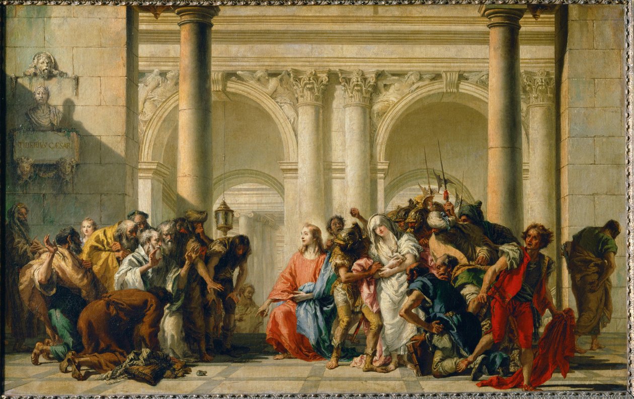 Le Christ et la femme adultere Kristus og ægteskabsbrydersken ... af Giandomenico (1727-1804) Tiepolo