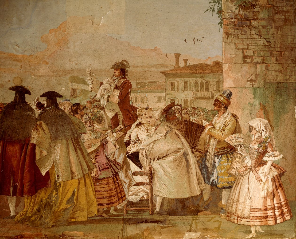 The Charlatan, af Giandomenico Tiepolo (1727-1804), fresco, Rum med karnevalsscener, i Foresteria (gæstehus) ved Villa Valmarana 