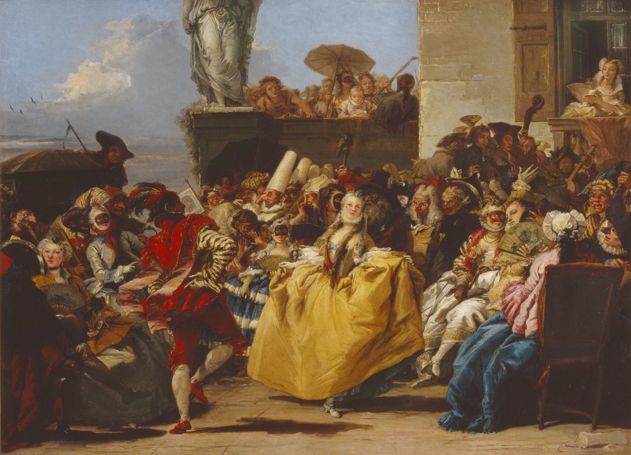 Menuetten eller karnevalsscenen (olie på lærred) af Giovanni Domenico Tiepolo