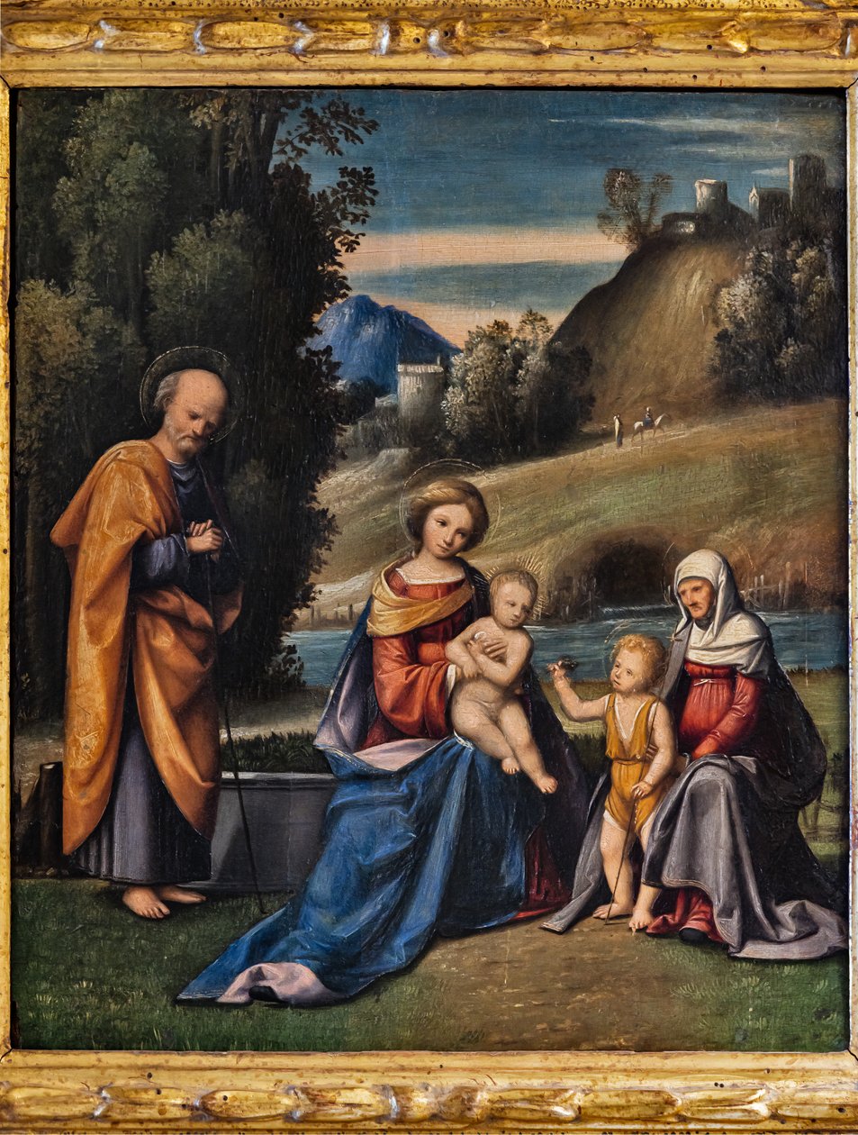 Hellig familie med helgener, spædbarnet St. John og St. Elizabeth i et landskab (olie på lærred) af Giandomenico (1727 1804) Tiepolo