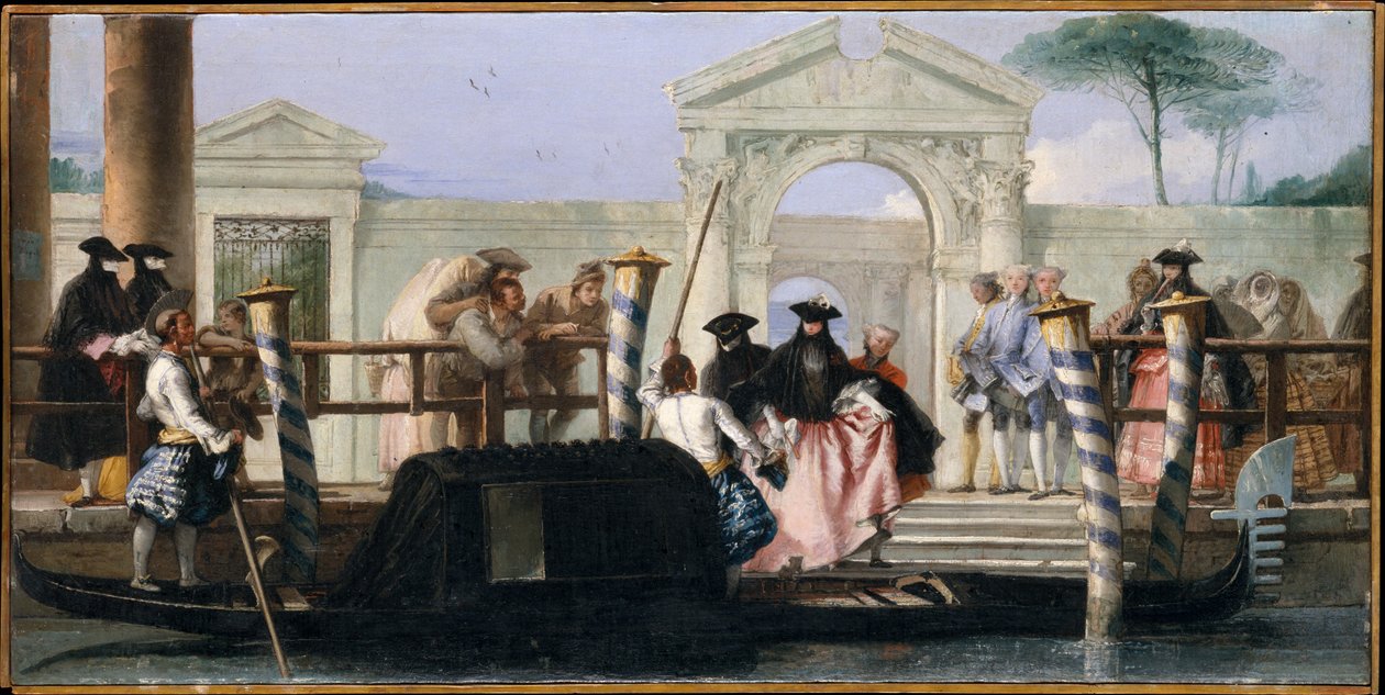 Gondolens afgang (olie på lærred) af Giovanni Domenico Tiepolo