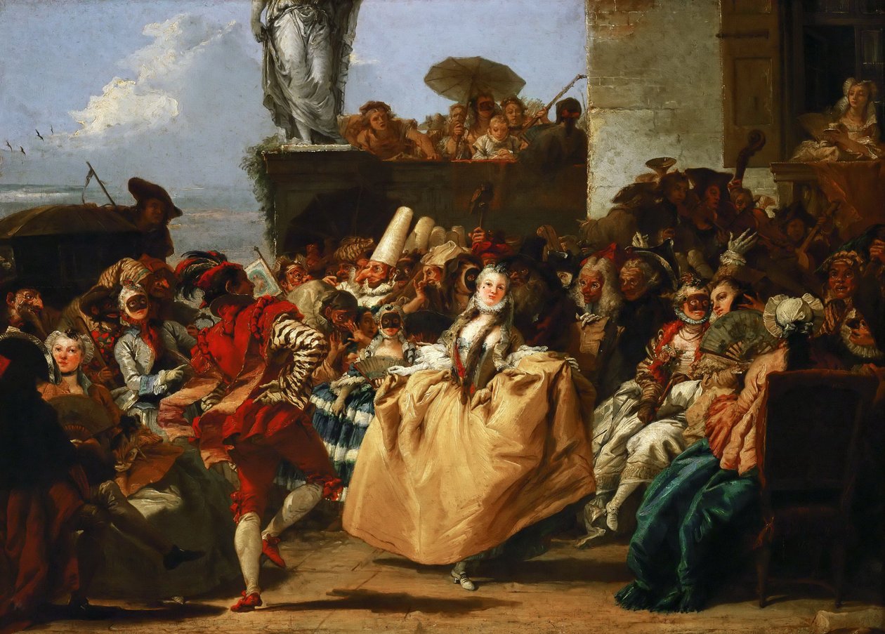 Karnevalsscene Menuetten af Giovanni Domenico Tiepolo