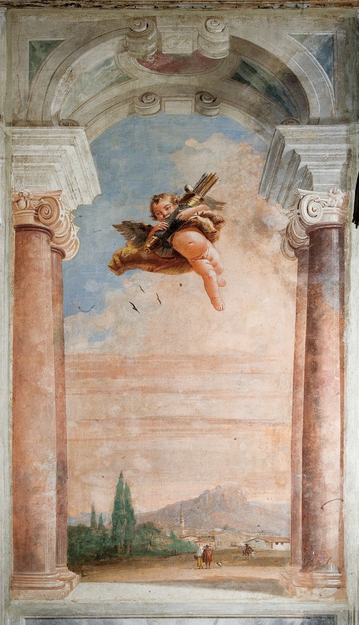 Landskab med Amor, fra Iliadens værelse i Palazzina, 1757 af Giovanni Domenico Tiepolo