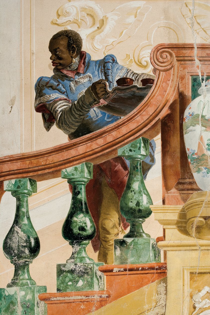 maurisk tjener holder en bakke, fra salen med karnevalsscener i Foresteria, 1757 af Giovanni Domenico Tiepolo