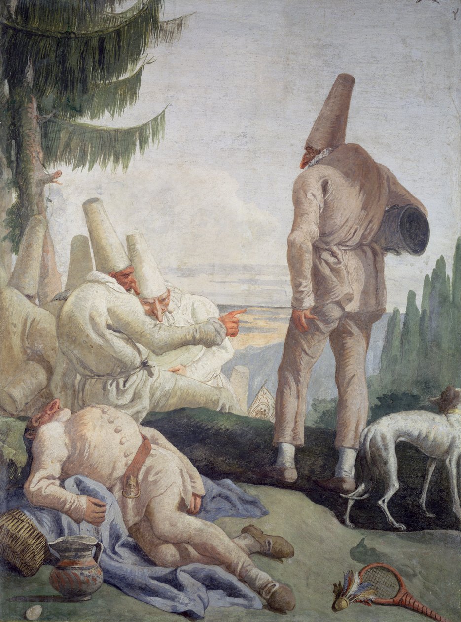 Pulcinella på ferie af Giovanni Domenico Tiepolo
