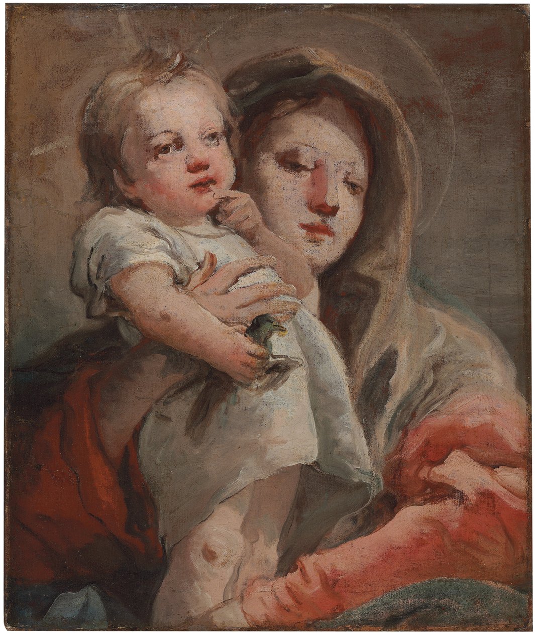 Madonnaen og barnet med en guldfinke af Giovanni Domenico Tiepolo