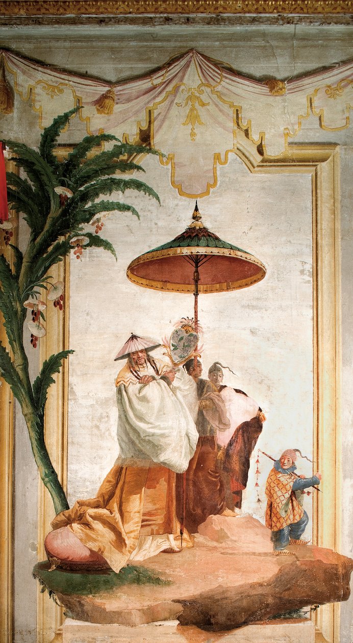 Mandarinvandringen, fra det kinesiske værelse i Foresteria, 1757 af Giovanni Domenico Tiepolo