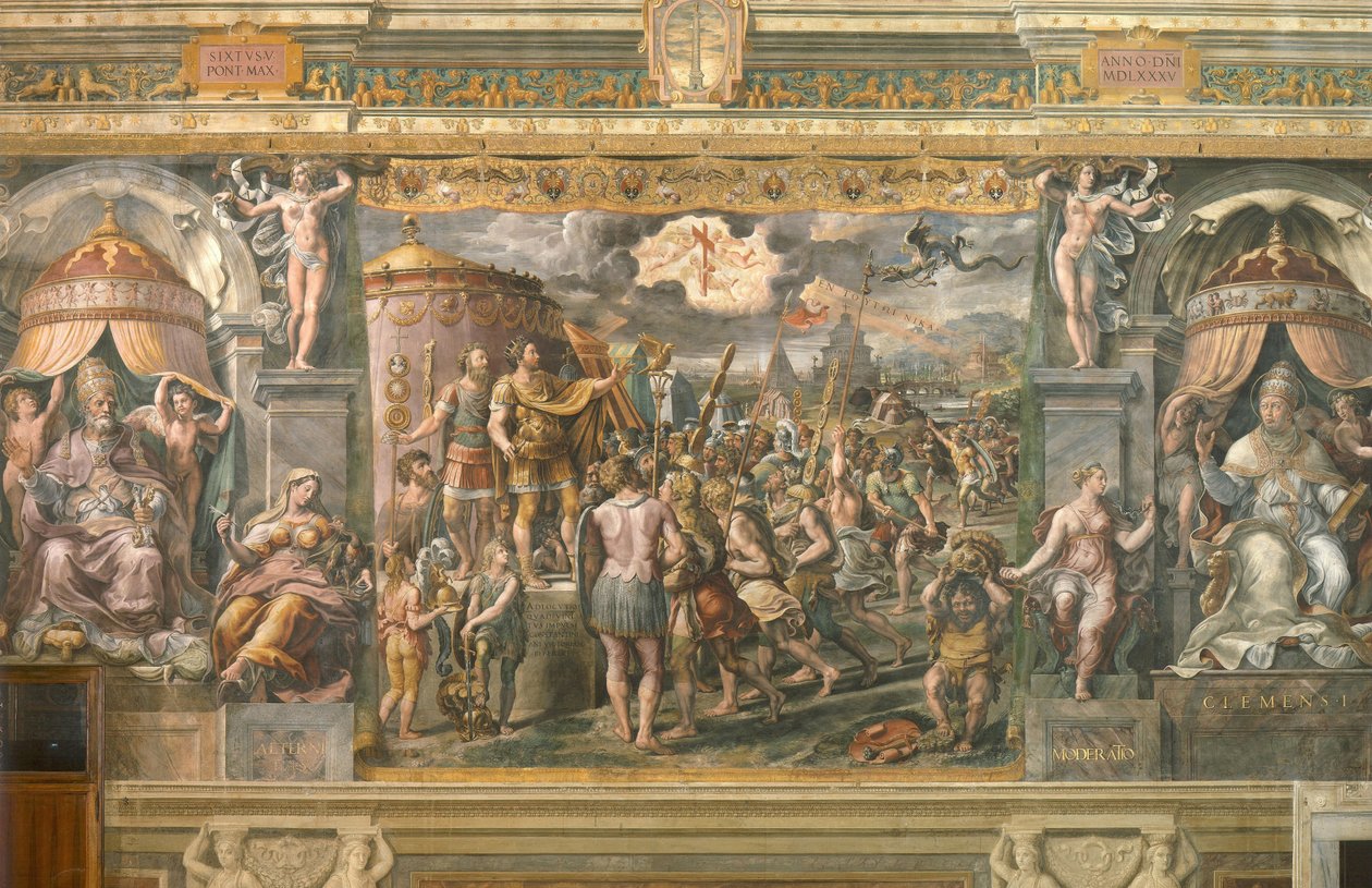 Korsets åbenbaring for kejser Konstantin, 1517-1524 af Gianfrancesco Penni