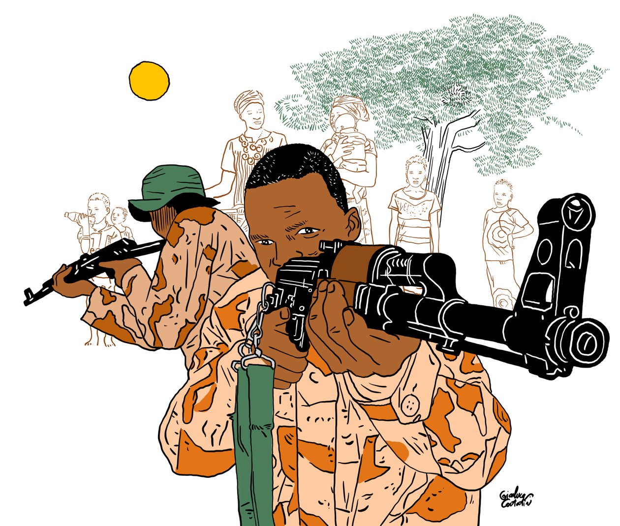 Militæret i Afrika, 2022 (digital) af Gianluca Costantini