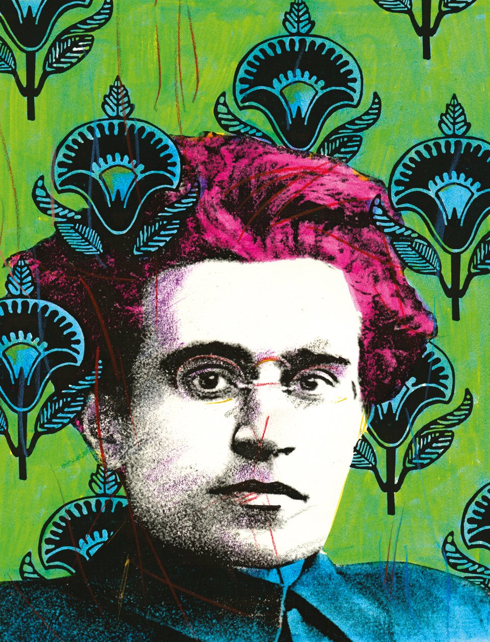 Portræt af Antonio Gramsci, 2008 (blandede medier) af Gianluca Costantini