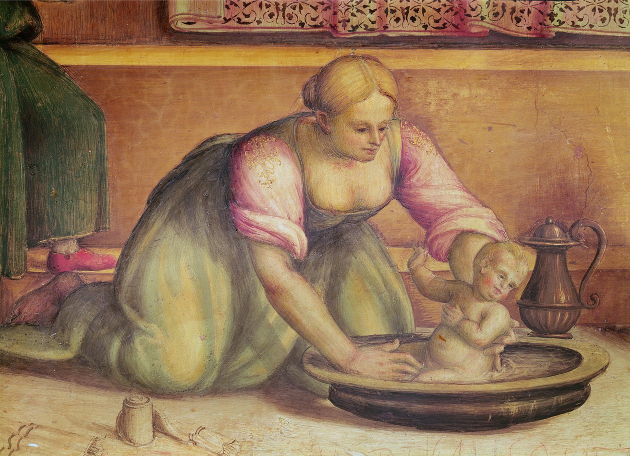 Detalje af Johannes Døberens fødsel, 1519 af Giannicola di Paolo