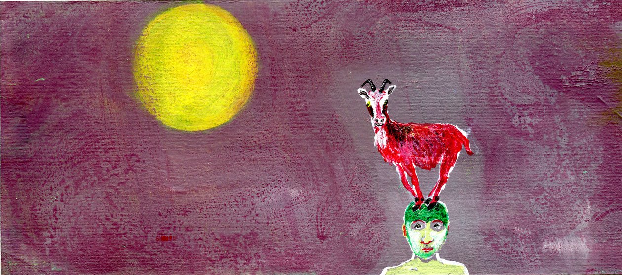 Do Me A Red Goat, 2005, (olie på papir) af Gigi Sudbury