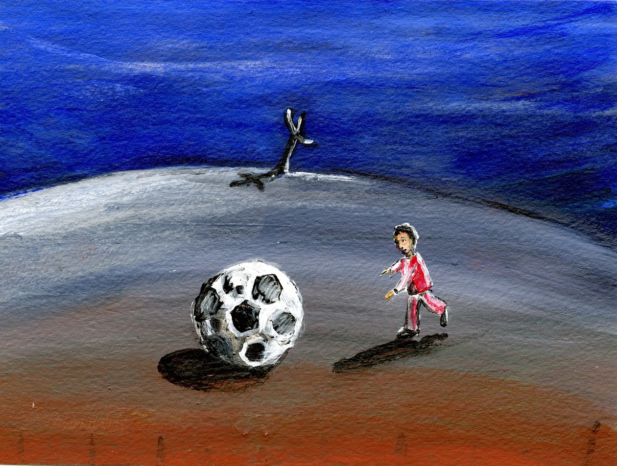 I Found a Great Big Football, 2005, (olie på papir) af Gigi Sudbury