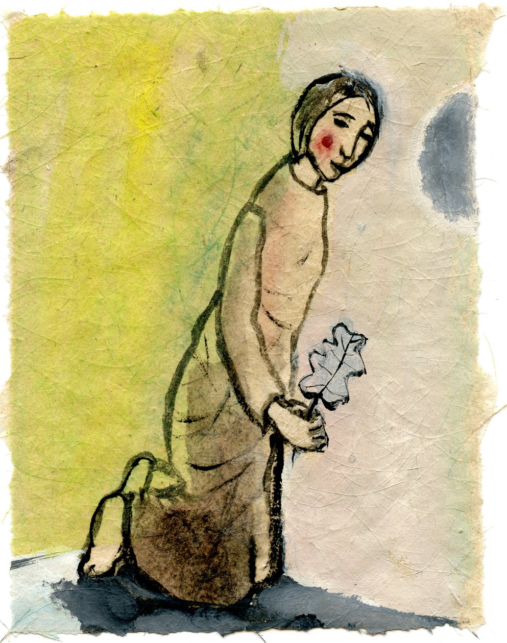 Oak Leaf, 2005, (olie på papir) af Gigi Sudbury