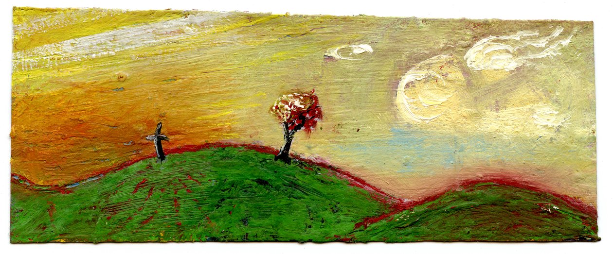 Træ og kors, solnedgang, 2003 af Gigi Sudbury