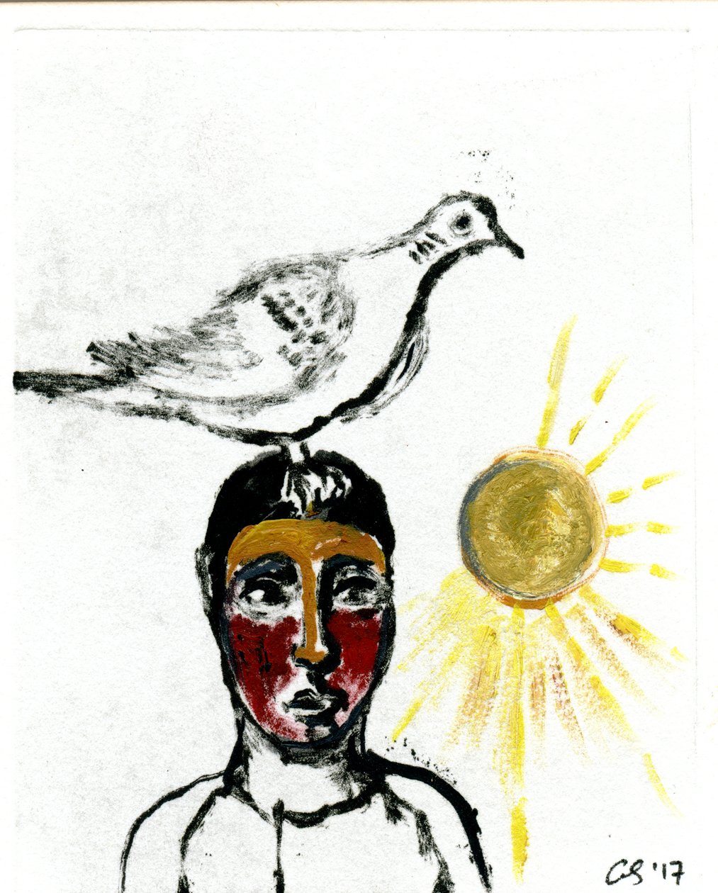 Homecoming III, 2017, (olie på papir) af Gigi Sudbury