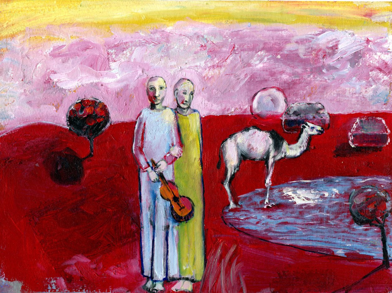 The Sound of Camel Lands, 2019 (olie på papir) af Gigi Sudbury
