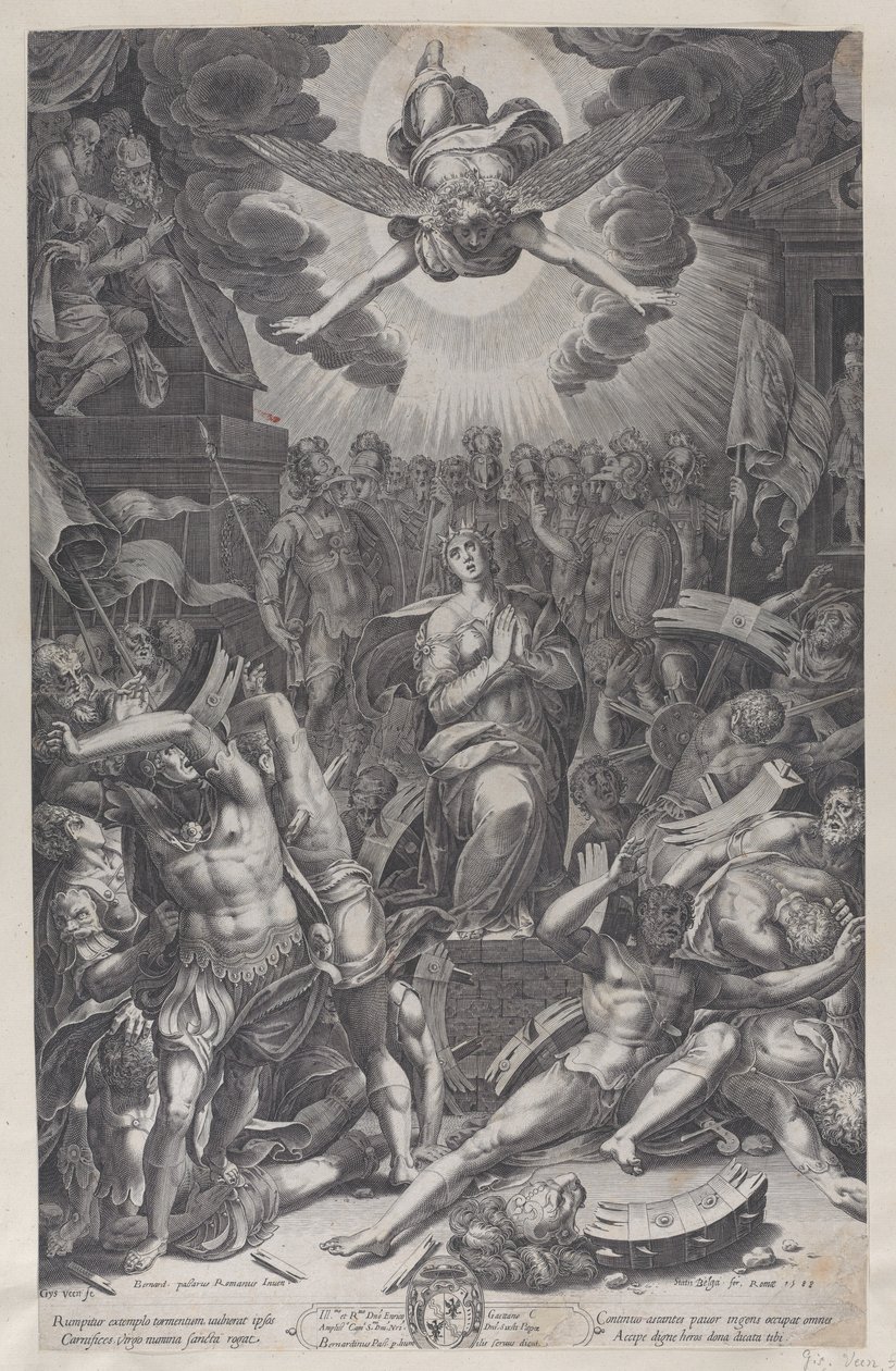 Martyrium af Saint Catherine, efter Bernardino Passari, 1588. af Gijsbert Van Veen