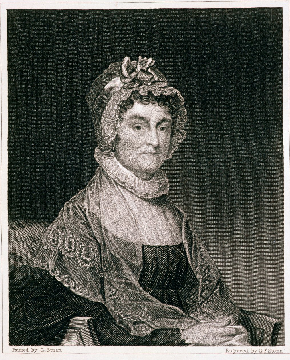 Abigail Adams, graveret af G.F. Storm (fl.c. 1834) af Gilbert Stuart